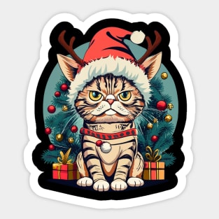 Grumpy Christmas Cat. Christmas Cat 2024 Sticker